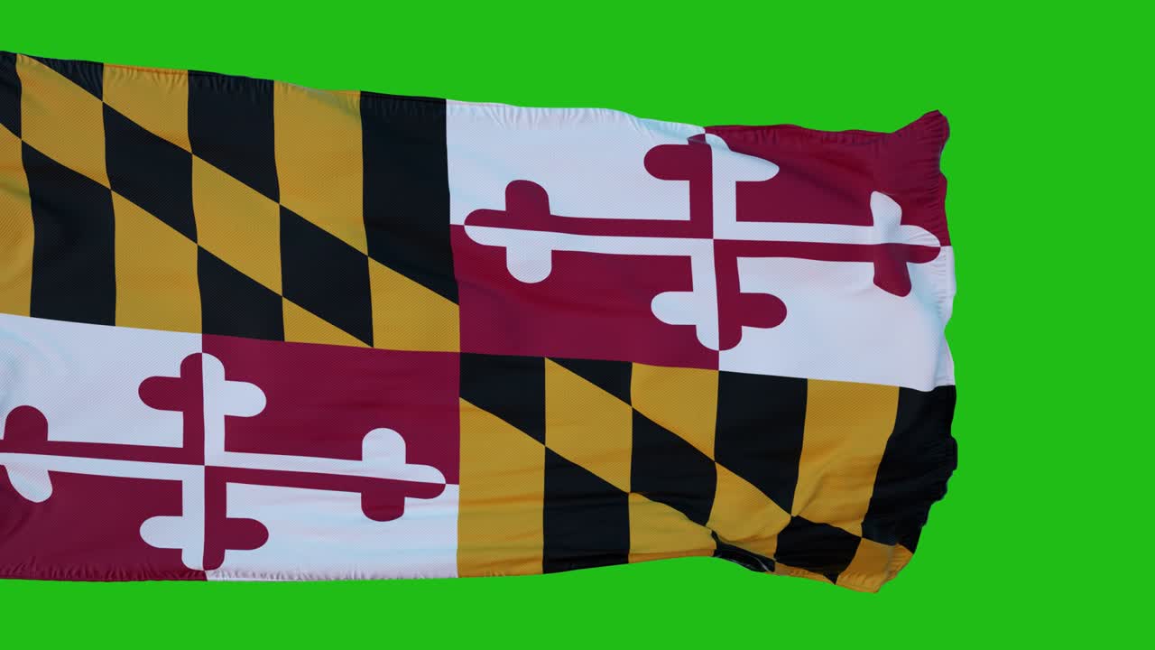 Bandiera del Maryland su Green Screen. Perfetto per il tuo sfondo usando il green screen. Rendering 3D