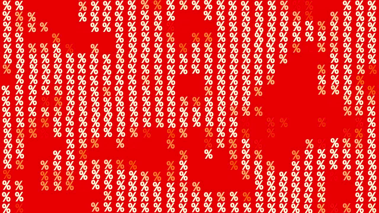 빨간색의 변하는 퍼센티지 기호의 배경