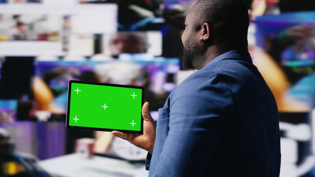 Social media environment with a person using copy space device