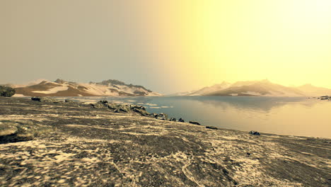 la costa de la antártida con piedras y hielo