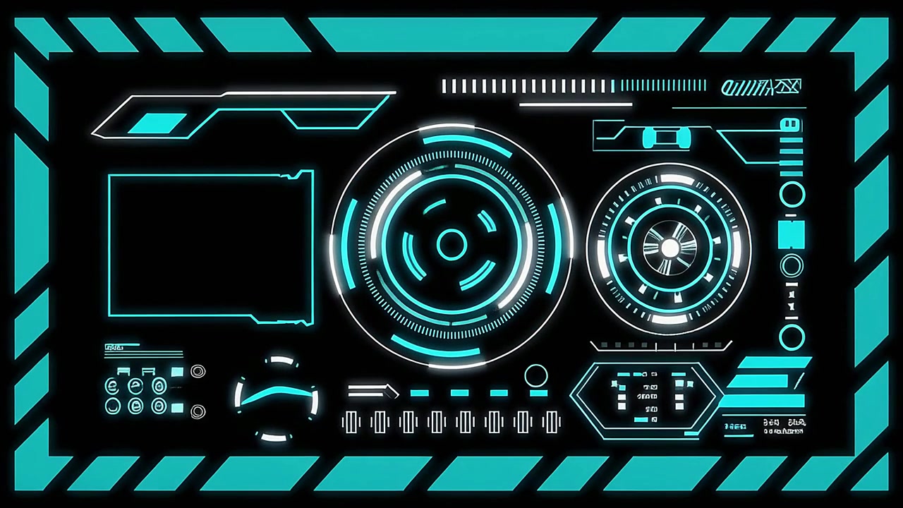 Futuristic HUD Display with Animated Scanning and Data Processing
