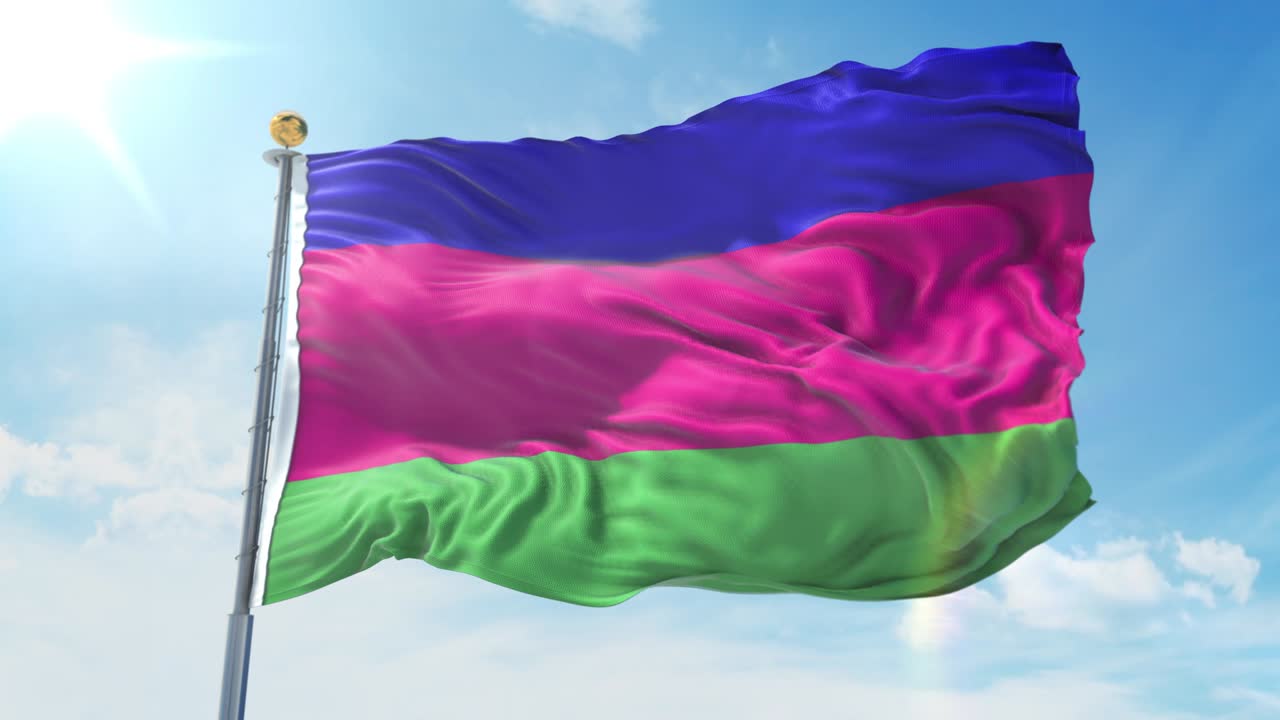 푸른 하늘을 배경으로 바람에 흔들리는 쿠바 인민공화국의 발, 국가 테마, 국제 개념, 3d 렌더링