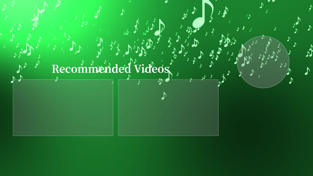 음악적 노트 입자 분류 엔드 카드 엔딩 스크린 모션 그래픽