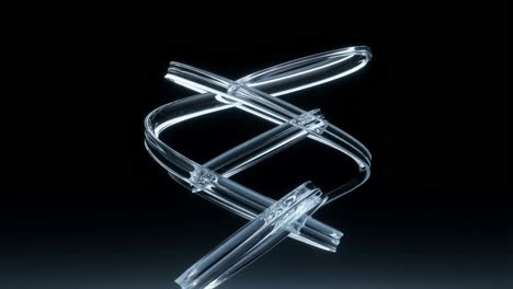 abstract transparent helix sculpture on dark background
