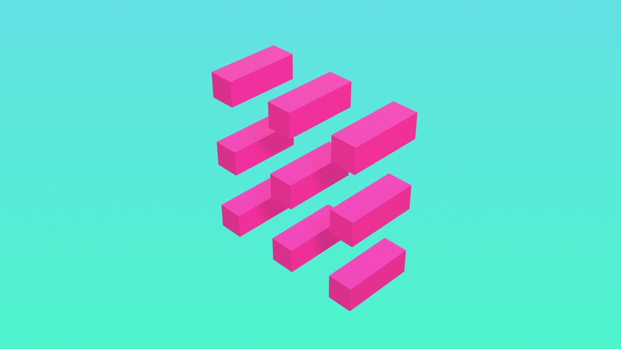 핑크 큐브 변환: 추상적인 3d 애니메이션