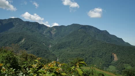 bolivian green hills and mountains with clear skies