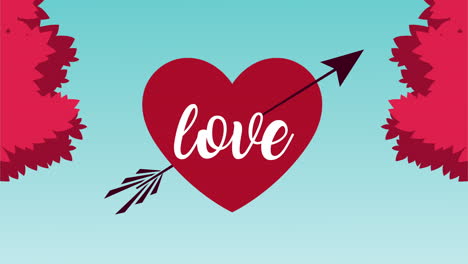 love lettering in heart and arrow animation