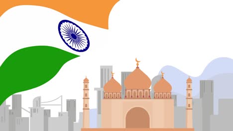 india flag with famous monument of taj mahal