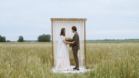 romantic couple in fall field