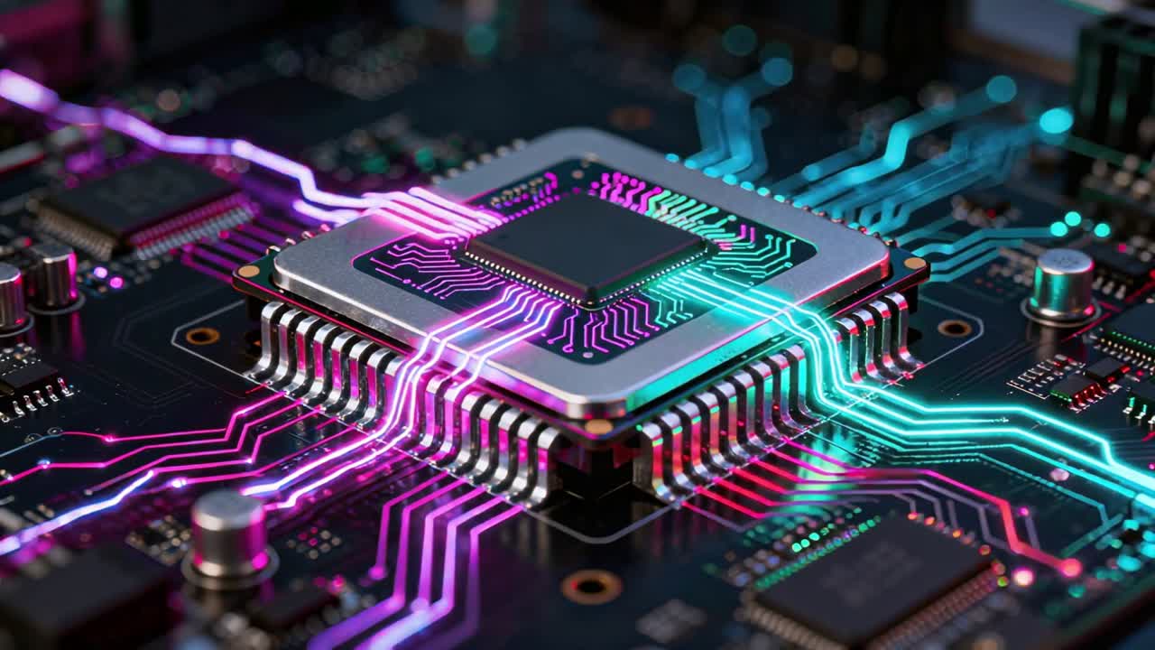 Digital Data Flow on a High-Tech Computer Processor