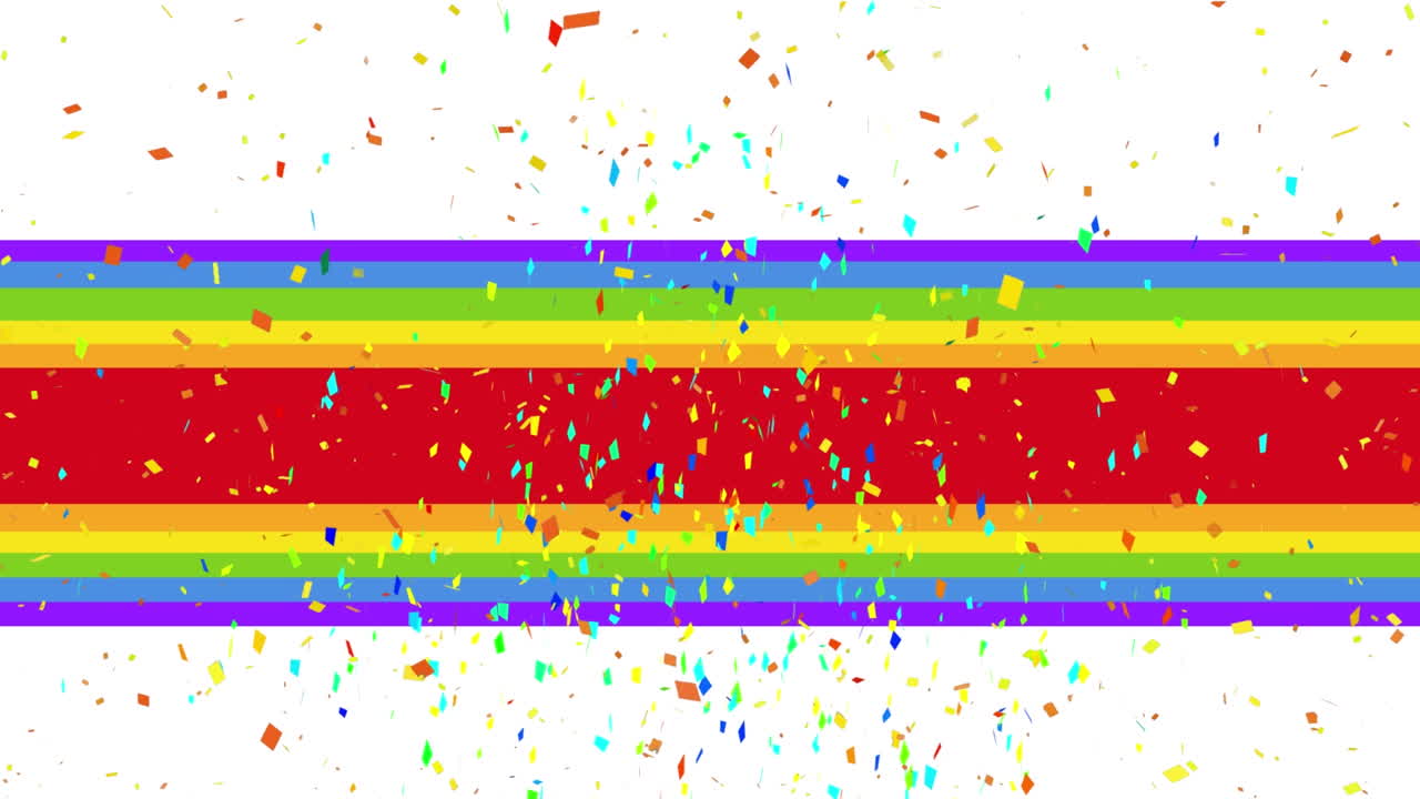 무지개  ⁇ 발 위에 떨어지는 콘페티의 애니메이션