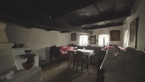 old hungarian house insidecamera moves slowly forward