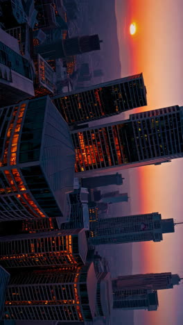 puesta de sol sobre el horizonte de una ciudad