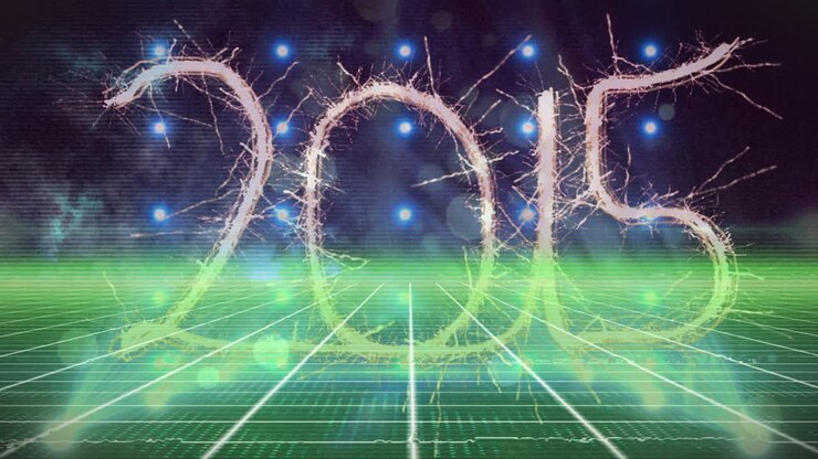 Animazione di macchie che si muovono sul testo 2015.