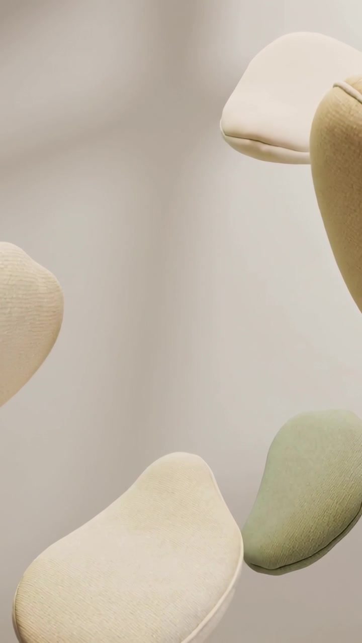 Video verticale: Cuscinetti a petalo che fluttuano, mossi dalla luce della finestra e che ruotano in studio, con cuciture.