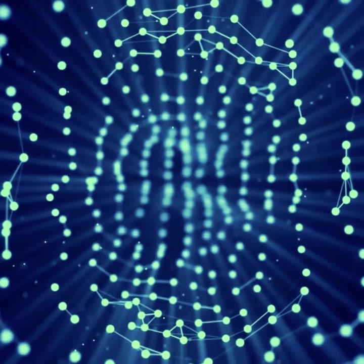 Dynamic Abstract Network of Connected Glowing Dots