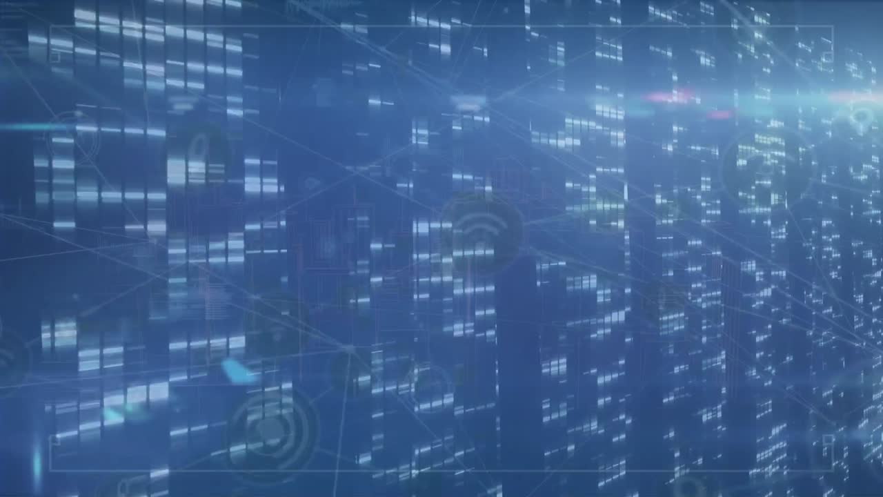 animación de puntos de luz sobre el procesamiento de datos