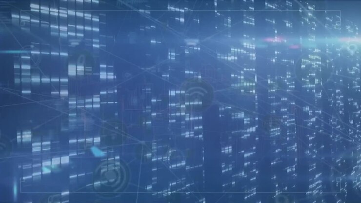 Animasjon av lyspunkter over databehandling