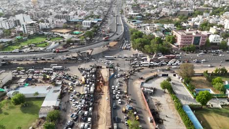 overhead view of jaipur's dense housing and narrow lanes.