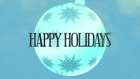 Happy-Holidays-with-ball-and-snowflakes-on-blue-gradient