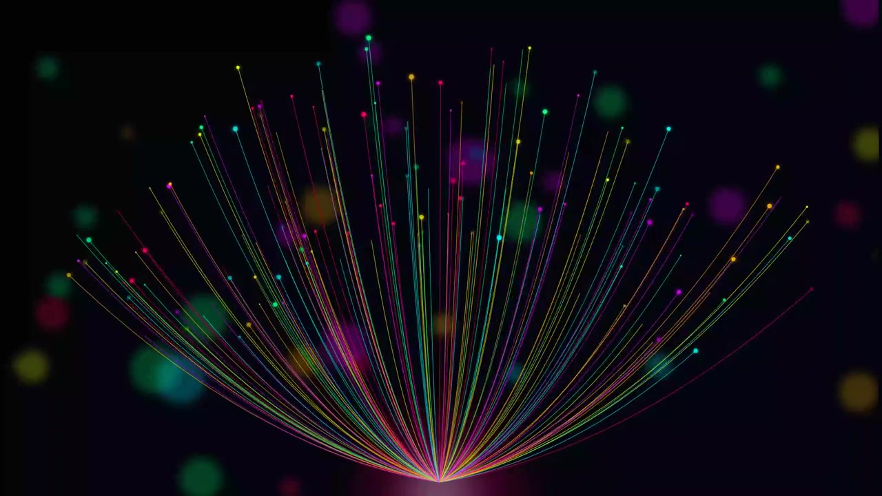 Grafica in Movimento Astratta di Linee Dati in Fibra Ottica Colorate