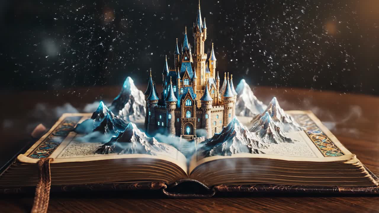 Fantasy Castle Emerging from a Book