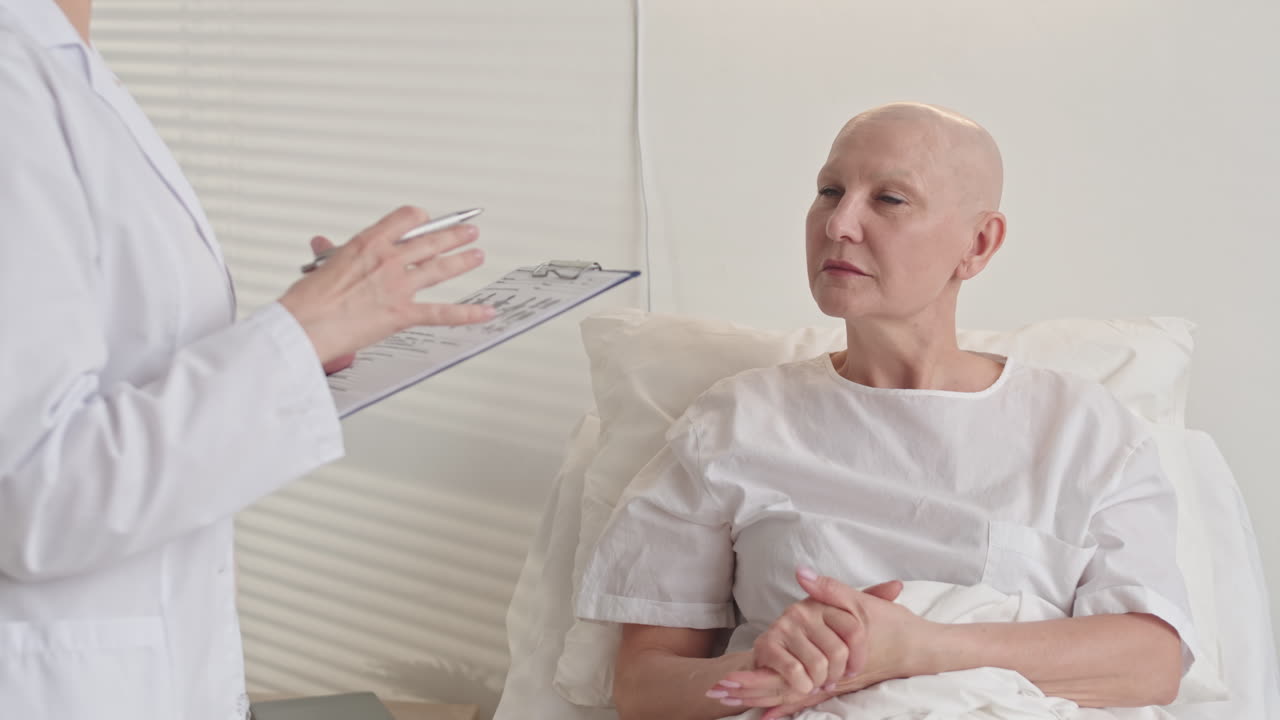 Mature Sick Woman Suffering Cancer