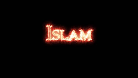 islam written with fire. loop