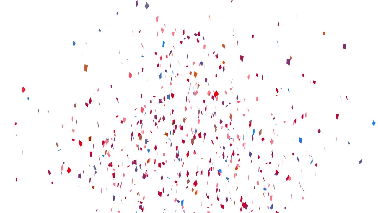 Animazione di coriandoli colorati che cadono su sfondo bianco