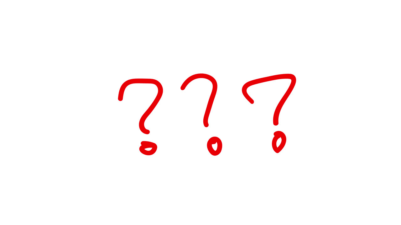 Red Hand-Drawn Question Marks Appearing on White Background