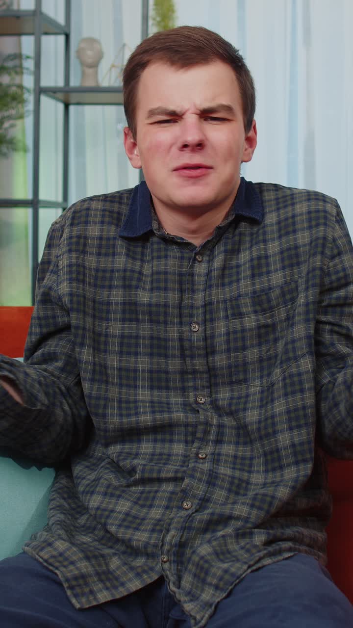 Young man man asking why what reason of failure demonstrating disbelief irritation by troubles