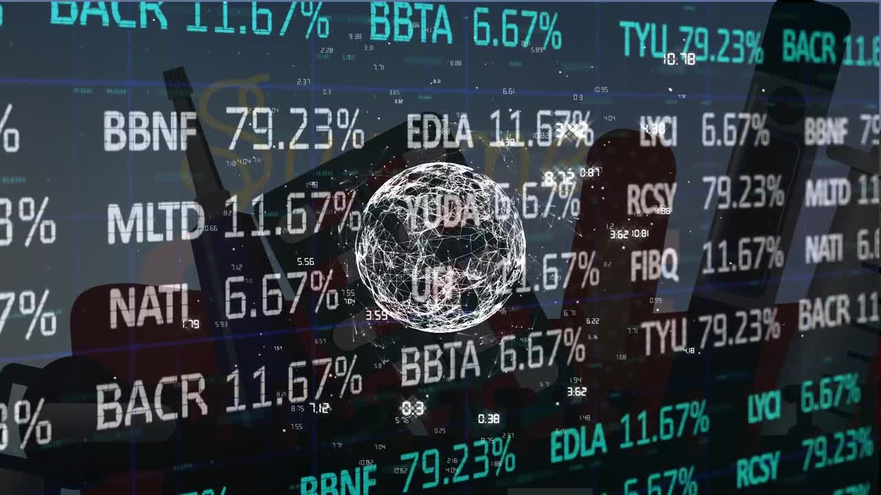 animación de datos financieros y gráficos en todo el mundo con conexiones