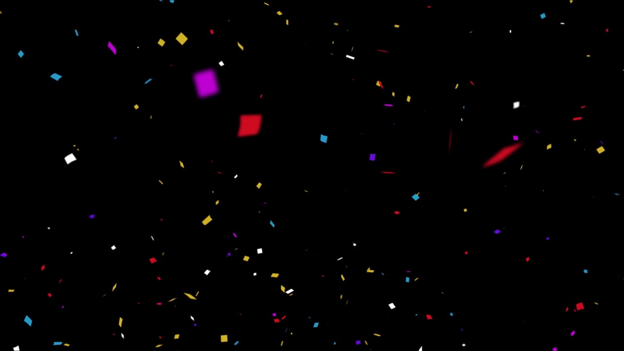 Realistic multicolored confetti gunshot popper explosions shooting falling green screen alpha