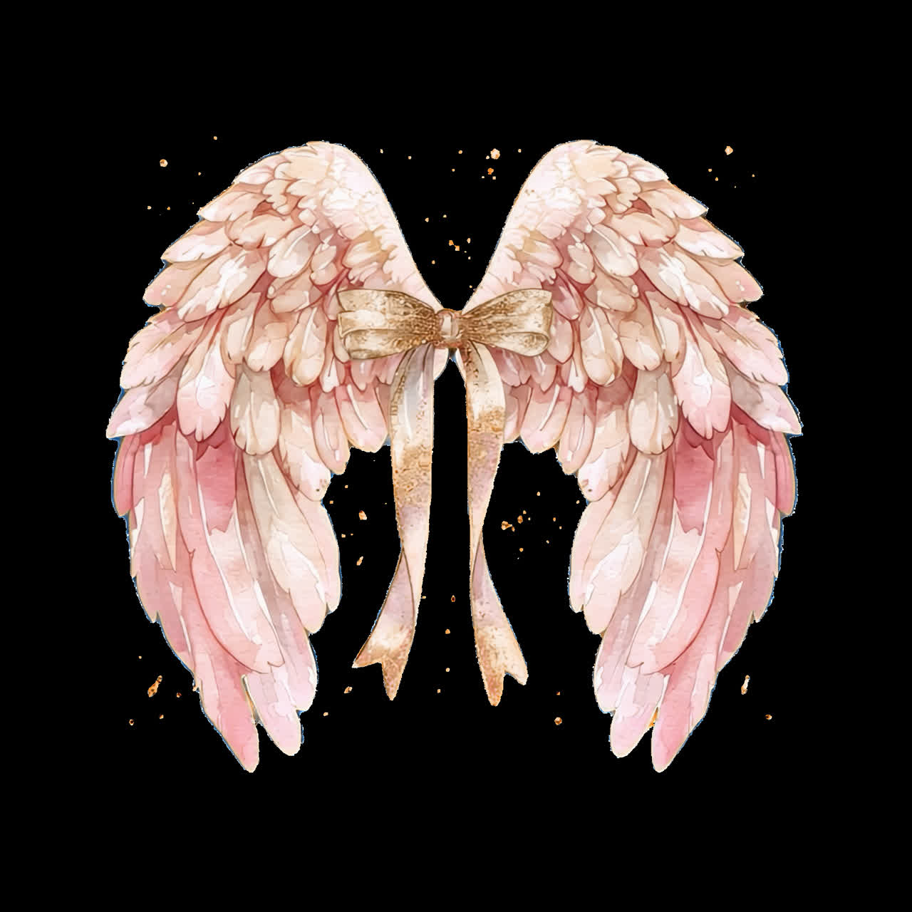 Elegant pink wings illustration animation isolated asset, transparent 4K video, alpha channel