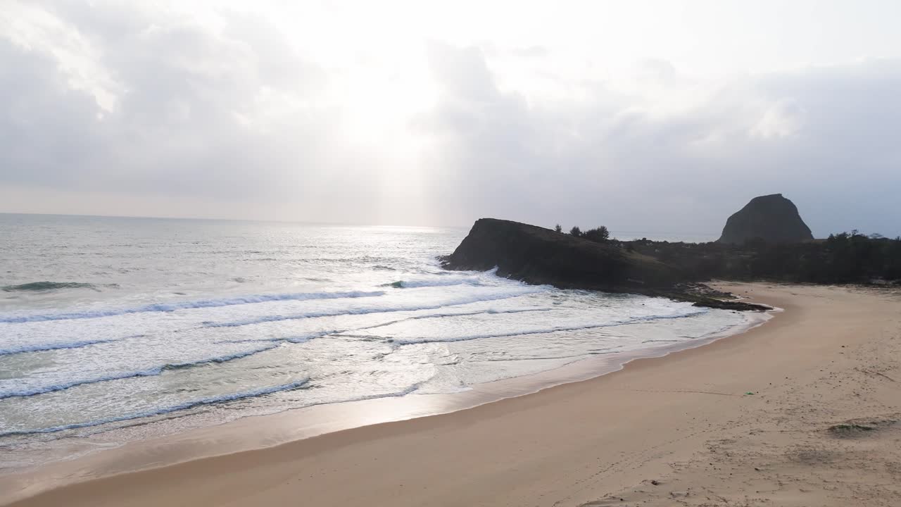Aerial View of the Cliff and the Beach in Bãi TắM Hòn Choi.