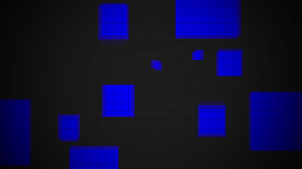 黒のグラデーションにネオンブルーの正方形パターン