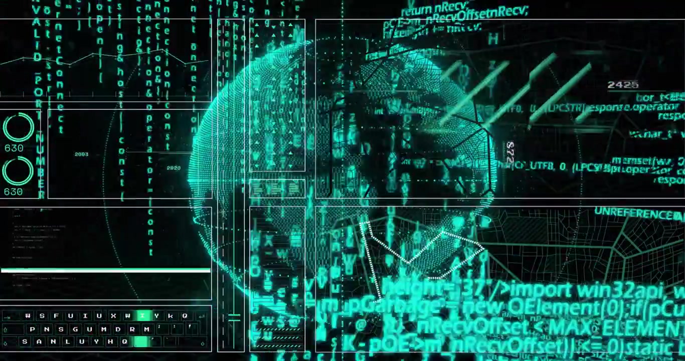 Futuristic Digital Earth Globe with Data and Code Interface