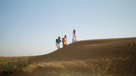 three travelers in the desert