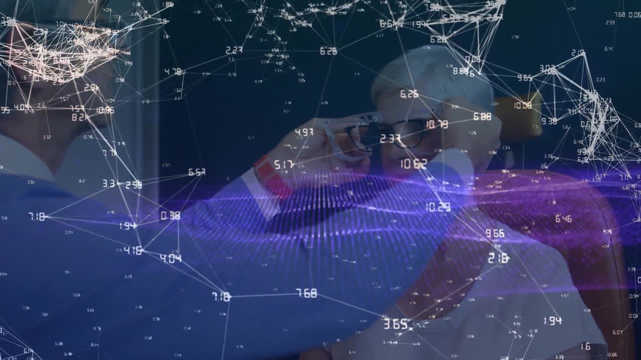 여성 환자를 위한 안경을 테스트하는 백인 남성 안과 의사에 대한 연결의 애니메이션