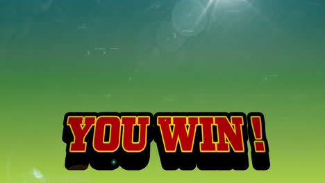you win text banner over mathematical equations floating against green and blue gradient background
