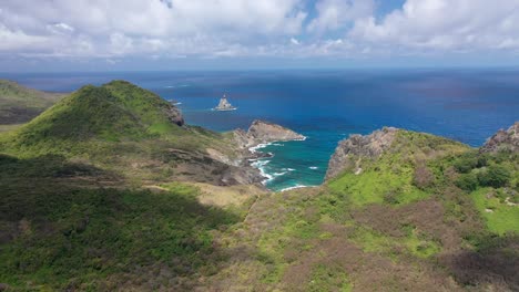 drone view of praia do sueste in the fernando de noronha archipelago, brazil