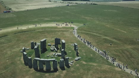 aerial orbits world famous prehistoric monument stonehenge in uk