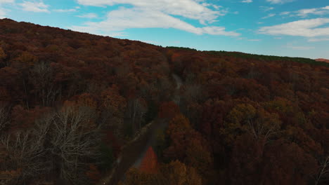 Fondo-Natural-De-Bosques-Otoñales-En-Arkansas,-EE.UU.---Toma-Aérea-De-Drones