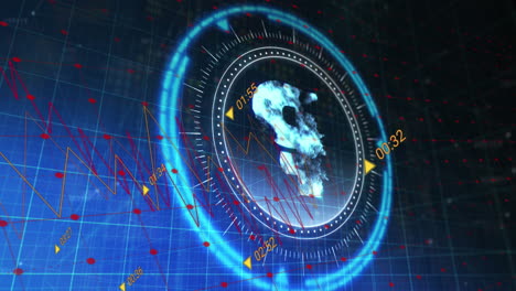 animación del símbolo del rublo ruso en la cerradura giratoria de la caja fuerte sobre el procesamiento de datos financieros