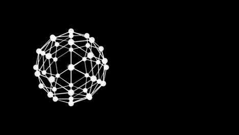 Digital-animation-of-globe-of-connected-dots-spinning-against-black-background