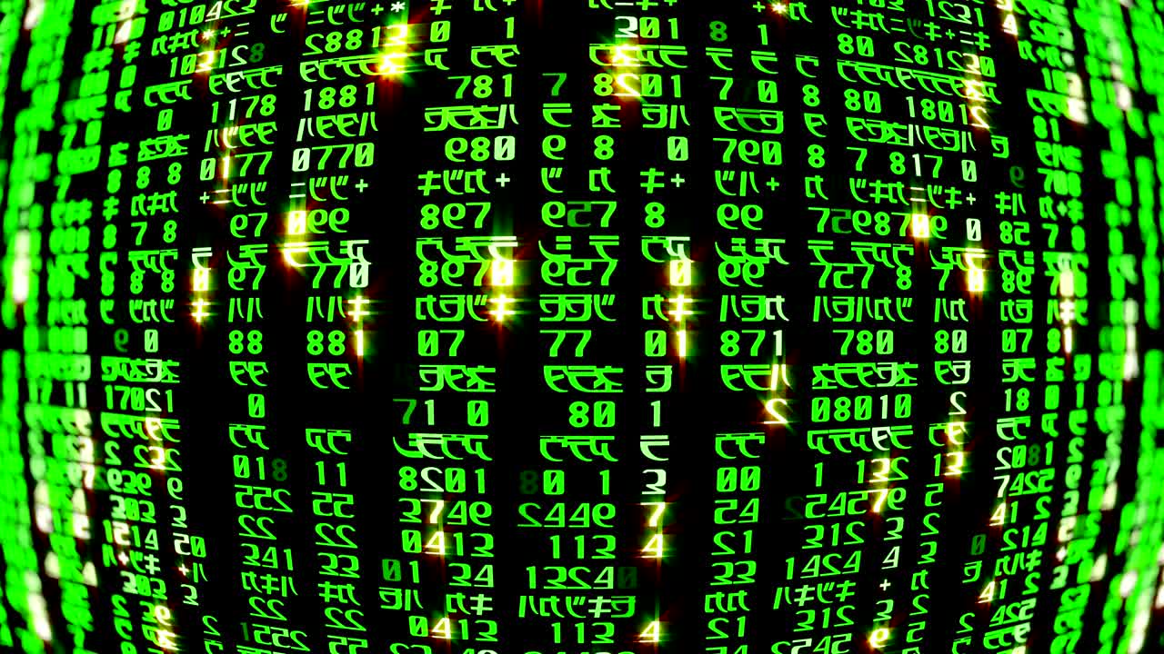 The abstract matrix code is moved in the virtual space. Loopable