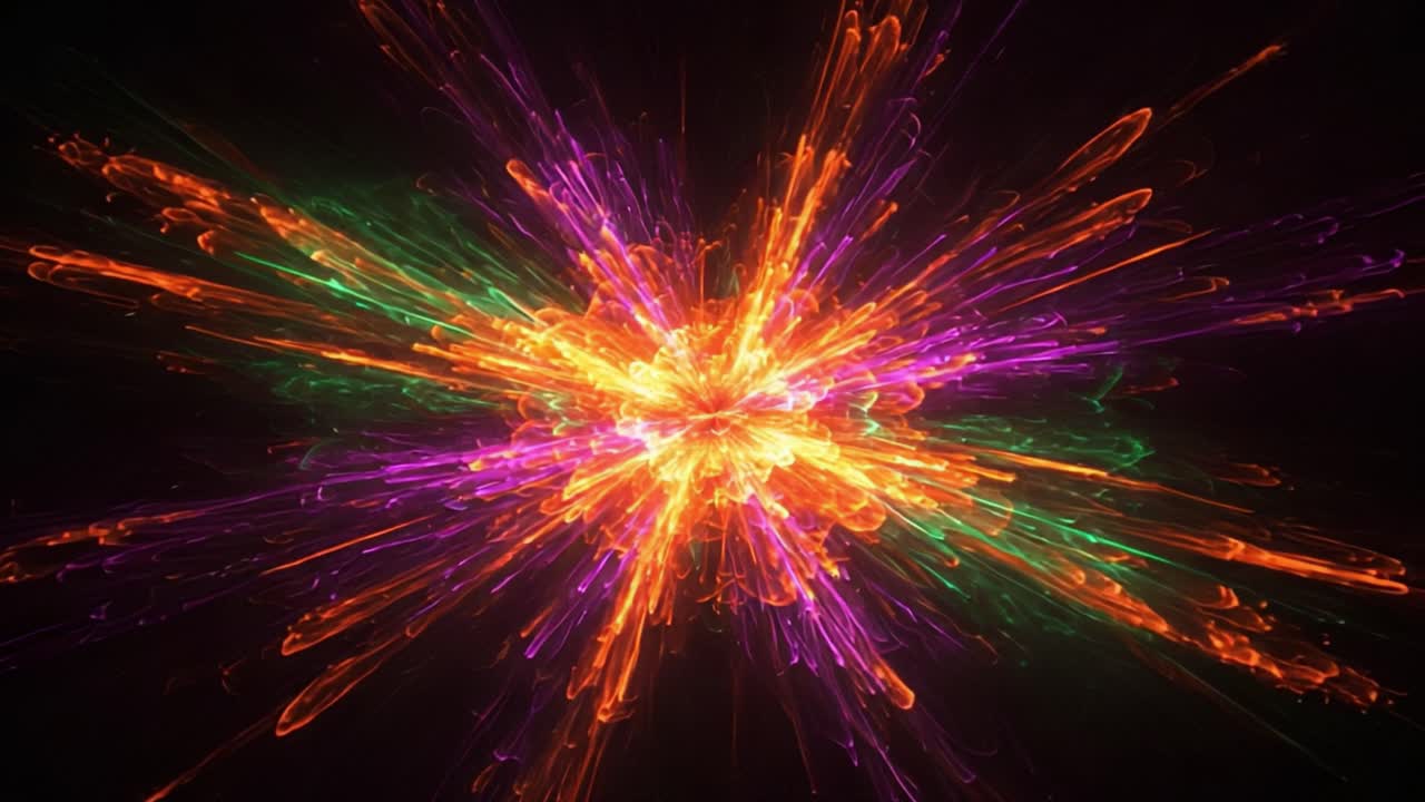 Dynamic Explosion of Colorful Light Particles Creating a Mesmerizing Visual Symphony, Capturing the Essence of Energy and Motion in an Abstract Form