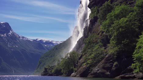 stunning view of the beautiful seven sisters waterfall in the geiranger fjord, norway-1