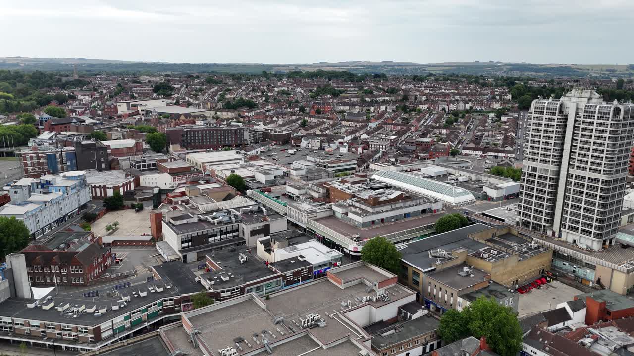 Shopping streets Swindon Town centre Wiltshire England drone,aerial