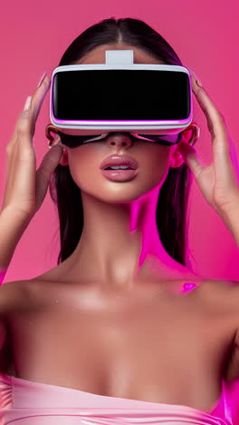 donna con cuffie vr fatte con ai